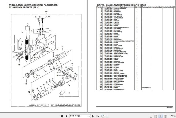 Tadano Crane DT 720 1 20400 Lower Mitsubishi PA FK61RG6B Parts Catalog 2