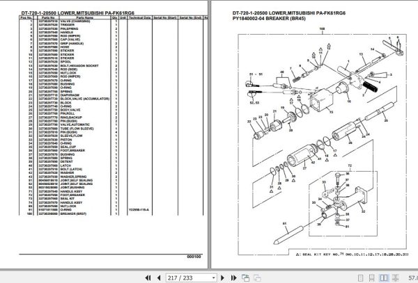 Tadano Crane DT 720 1 20500 Lower Mitsubishi PA FK61RG6 Parts Catalog 2