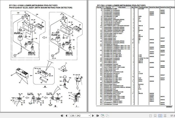 Tadano Crane DT 720 1 21000 Lower Mitsubishi PDG FK71DF5 Parts Catalog 2