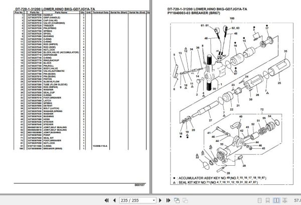 Tadano Crane DT 720 1 31200 Lower Hino BKG GD7JGYA TA Parts Catalog 2
