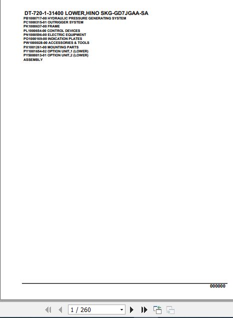 Tadano Crane DT 720 1 31400 Lower Hino SKG GD7JGAA SA Parts Catalog 1
