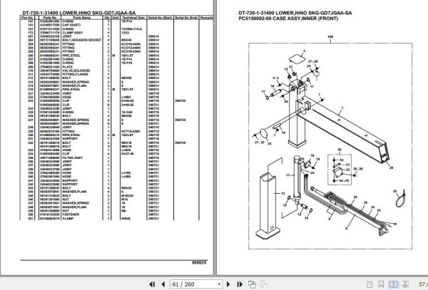 Tadano Crane DT 720 1 31400 Lower Hino SKG GD7JGAA SA Parts Catalog 2