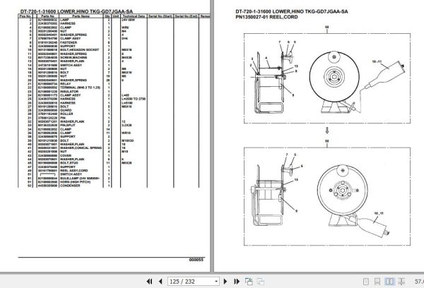 Tadano Crane DT 720 1 31600 Lower Hino TKG GD7JGAA SA Parts Catalog 2