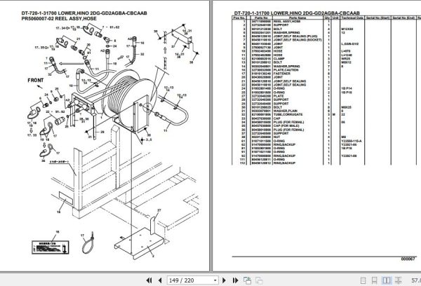 Tadano Crane DT 720 1 31700 Lower Hino 2DG GD2AGBA CBCAAB Parts Catalog 2