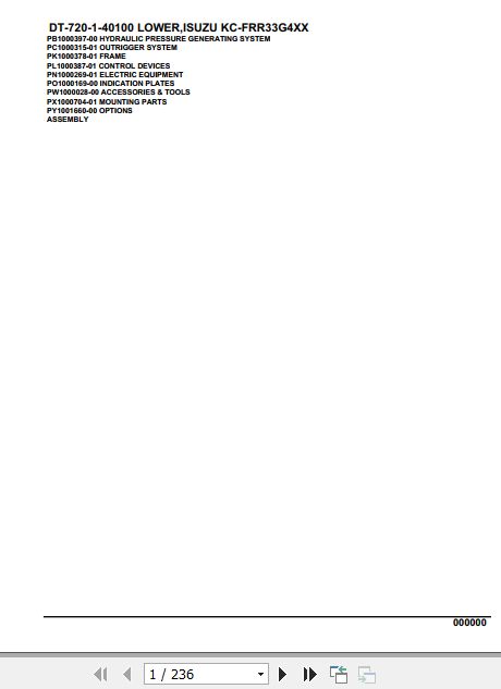 Tadano Crane DT 720 1 40100 Lower Isuzu KC FRR33G4XX Parts Catalog 1