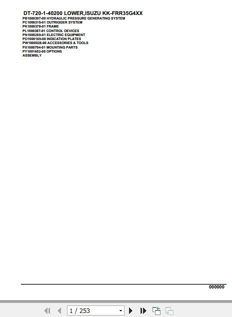 Tadano Crane DT 720 1 40200 Lower Isuzu KK FRR35G4XX Parts Catalog 1