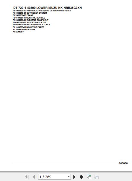 Tadano Crane DT 720 1 40300 Lower Isuzu KK NRR35G3XN Parts Catalog 1