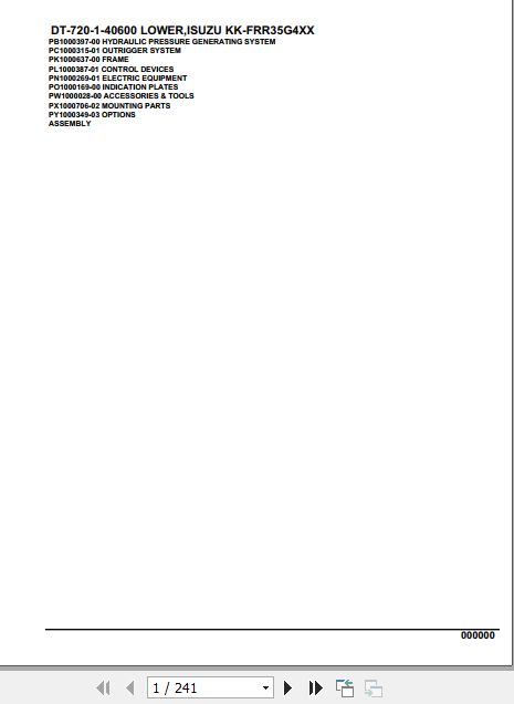 Tadano Crane DT 720 1 40600 Lower Isuzu KK FRR35G4XX Parts Catalog 1