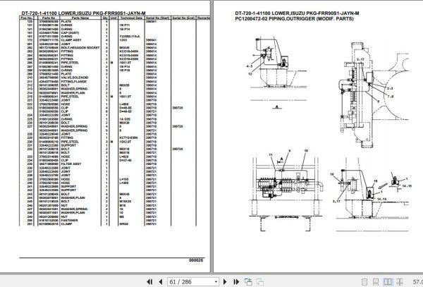Tadano Crane DT 720 1 41100 Lower Isuzu PKG FRR90S1 JAYN M Parts Catalog 2