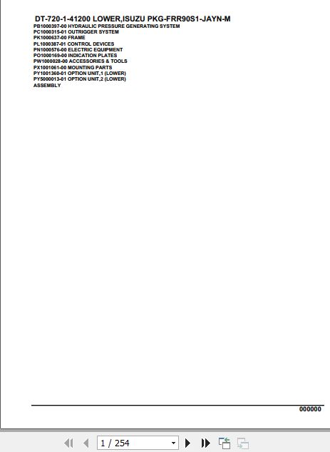 Tadano Crane DT 720 1 41200 Lower Isuzu PKG FRR90S1 JAYN M Parts Catalog 1
