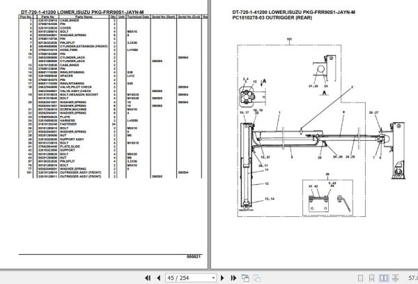 Tadano Crane DT 720 1 41200 Lower Isuzu PKG FRR90S1 JAYN M Parts Catalog 2