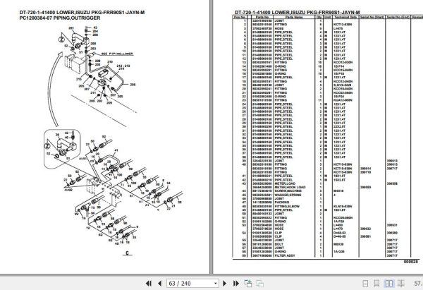Tadano Crane DT 720 1 41400 Lower Isuzu PKG FRR90S1 JAYN M Parts Catalog 2
