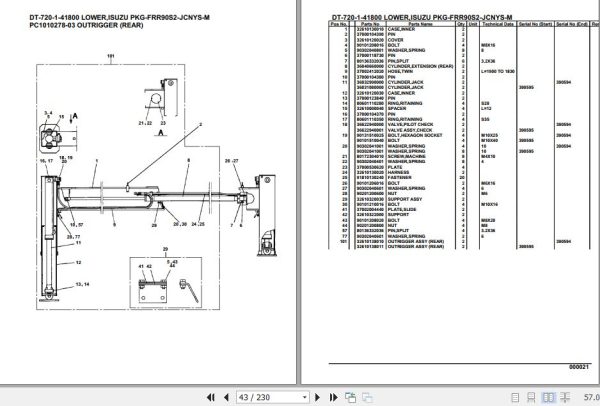 Tadano Crane DT 720 1 41800 Lower Isuzu PKG FRR90S2 JCNYS M Parts Catalog 2