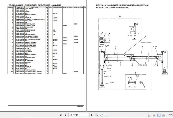 Tadano Crane DT 720 1 41900 Lower Isuzu PKG FRR90S1 JANYN M Parts Catalog 2