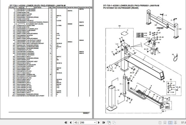 Tadano Crane DT 720 1 42200 Lower Isuzu PKG FRR90S1 JANYN M Parts Catalog 2