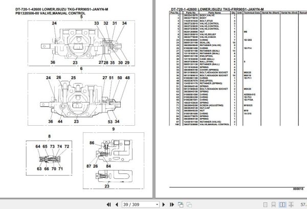 Tadano Crane DT 720 1 42600 Lower Isuzu TKG FRR90S1 JANYN M Parts Catalog 2