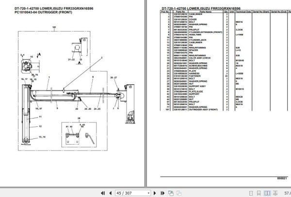 Tadano Crane DT 720 1 42700 Lower Isuzu FRR33GRXN16S96 Parts Catalog 2