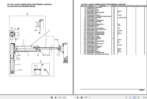 Tadano Crane DT 720 1 43200 Lower Isuzu TKG FRR90S1 JANYN M Parts Catalog 2