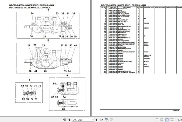 Tadano Crane DT 720 1 43300 Lower Isuzu FRR90SL JAN Parts Catalog 2