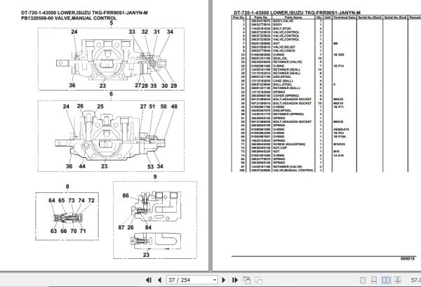 Tadano Crane DT 720 1 43500 Lower Isuzu TKG FRR90S1 JANYN M Parts Catalog 2