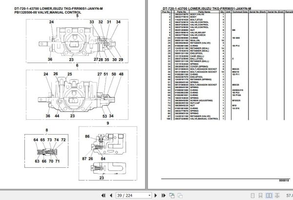 Tadano Crane DT 720 1 43700 Lower Isuzu TKG FRR90S1 JANYN M Parts Catalog 2
