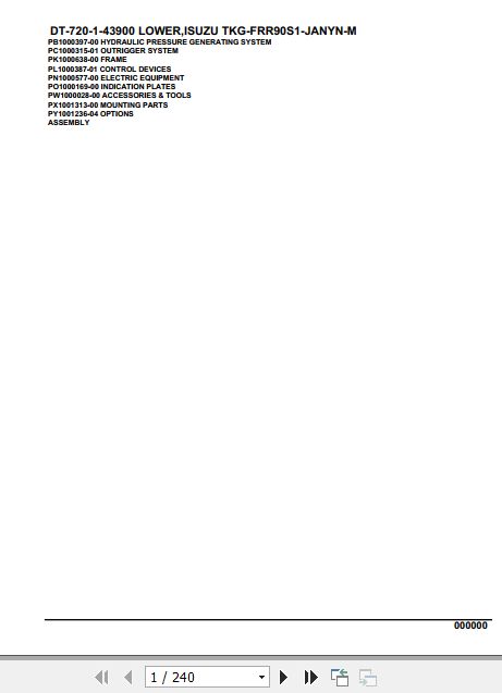 Tadano Crane DT 720 1 43900 Lower Isuzu TKG FRR90S1 JANYN M Parts Catalog 1