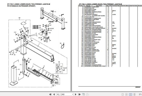 Tadano Crane DT 720 1 43900 Lower Isuzu TKG FRR90S1 JANYN M Parts Catalog 2