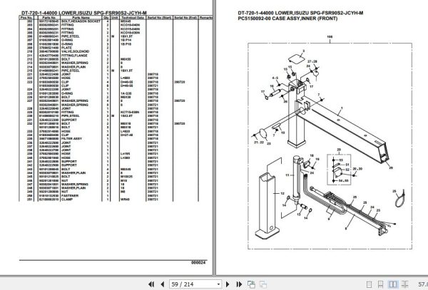 Tadano Crane DT 720 1 44000 Lower Isuzu SPG FSR90S2 JCYH M Parts Catalog 2