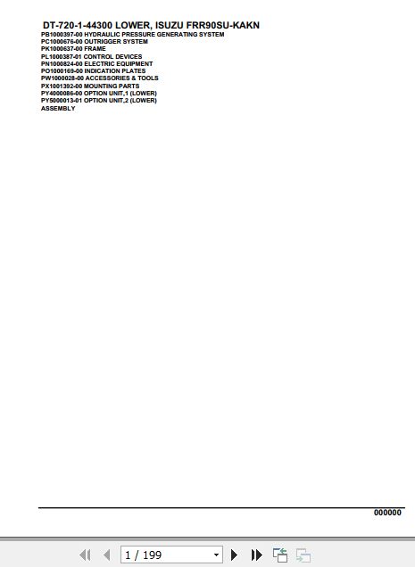 Tadano Crane DT 720 1 44300 Lower Isuzu FRR90SU KAKN Parts Catalog 1
