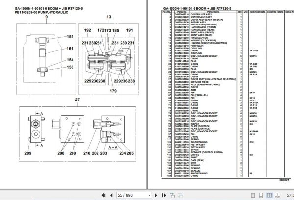 Tadano Crane GA 1500N 1 RTF120 5 90101 6 Boom Jib Parts Catalog 2
