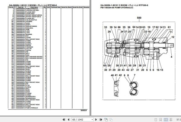 Tadano Crane GA 3600N 1 RTF300 6 90101 5 Boom FLJ L J Parts Catalog 2