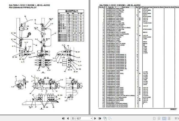 Tadano Crane GA 700N 1 10101 5 Boom Jib KL AU552 Parts Catalog 2