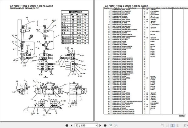 Tadano Crane GA 700N 1 10102 5 Boom Jib KL AU552 Parts Catalog 2