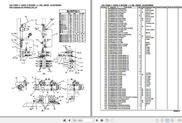 Tadano Crane GA 700N 1 10202 5 Boom 2 Jib 2M2D AU553WNS Parts Catalog 2