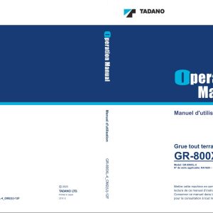 Tadano Crane GR 800XL 4 Operation Manual GR 800XL 4 OM2U 12F 2023 FR 1