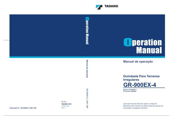Tadano Crane GR 900EX 4 Operation Manual GR 900EX 4 OM1 1BP 1