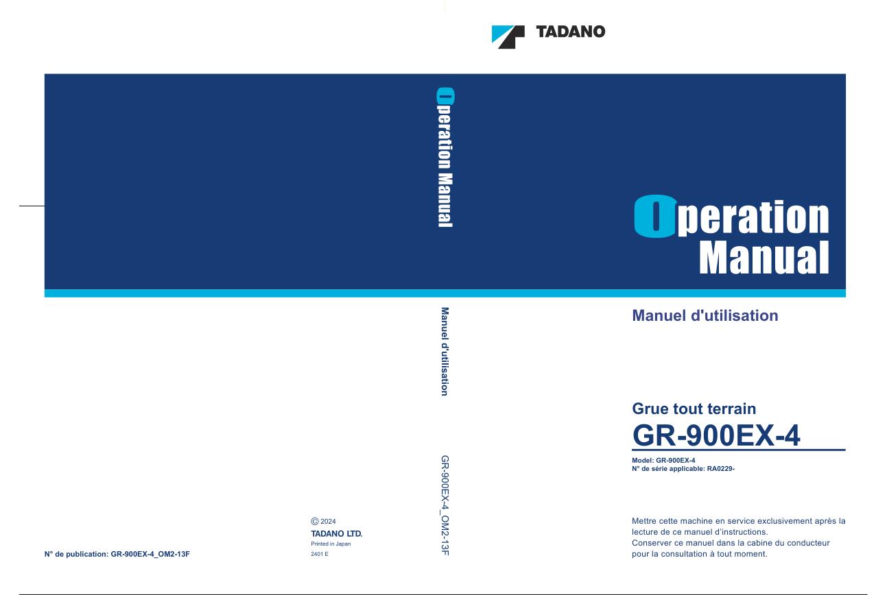 Tadano Crane GR 900EX 4 Operation Manual GR 900EX 4 OM2 13F 1