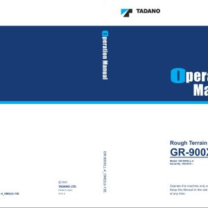 Tadano Crane GR 900XLL 4 Operation Manual GR 900XLL 4 OM2U 13E 1