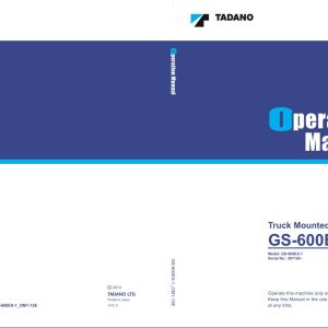 Tadano Crane GS 600EX 1 Operation Manual GS 600EX 1 OM1 13E 2014 1