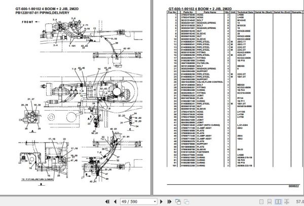 Tadano Crane GT 600 1 90102 4 Boom 2 Jib 2M2D Parts Catalog 2