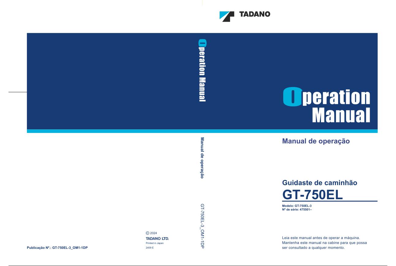 Tadano Crane GT 750EL 3 Operation manual GT 750EL 3 OM1 1DP 1