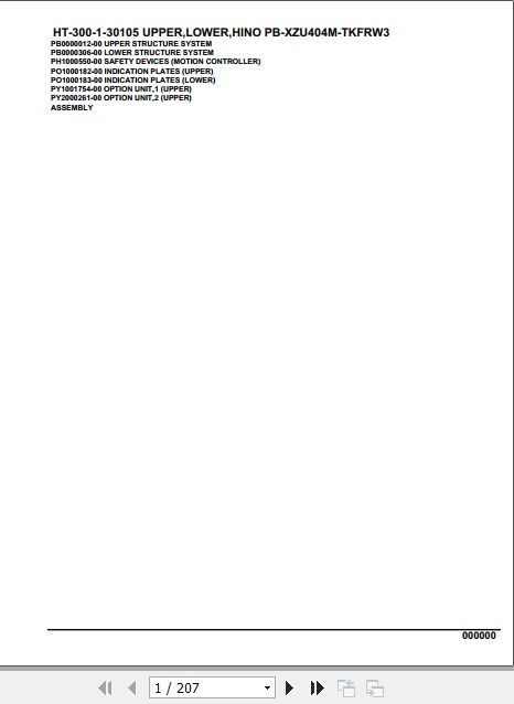 Tadano Crane HT 300 1 30105 Upper Lower Hino PB XZU404M TKFRW3 Parts Catalog 1