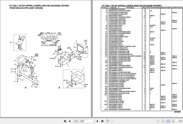 Tadano Crane HT 300 1 30105 Upper Lower Hino PB XZU404M TKFRW3 Parts Catalog 2