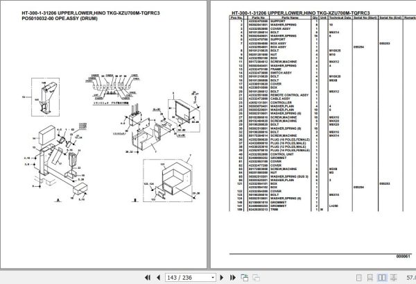 Tadano Crane HT 300 1 31206 Upper Lower Hino TKG XZU700M TQFRC3 Parts Catalog 2