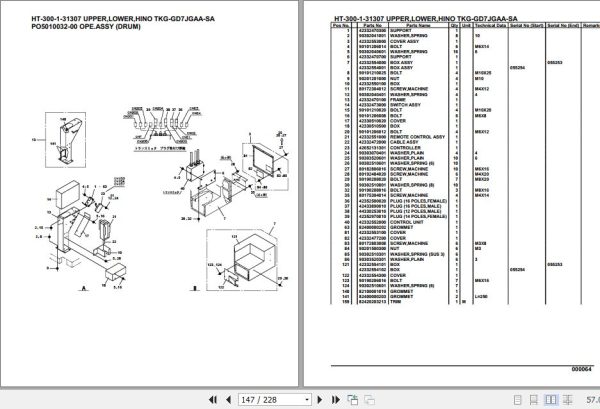 Tadano Crane HT 300 1 31307 Upper Lower Hino TKG GD7JGAA SA Parts Catalog 2