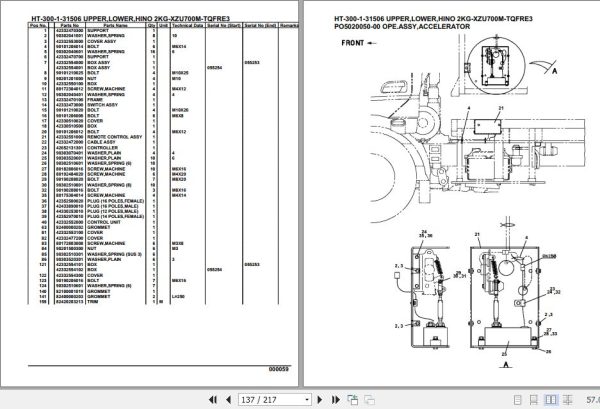 Tadano Crane HT 300 1 31506 Upper Lower Hino 2KG XZU700M TQFRE3 Parts Catalog 2