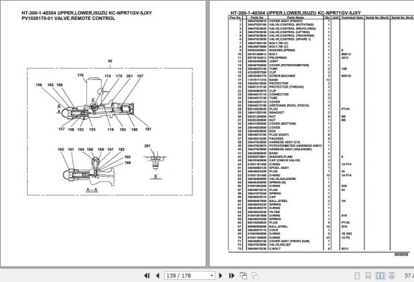 Tadano Crane HT 300 1 40304 Upper Lower Isuzu KC NPR71GV 5JXY Parts Catalog 2