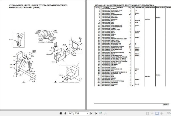 Tadano Crane HT 300 1 61106 Upper Lower Toyota SKG XZU700 TQFRC3 Parts Catalog 2