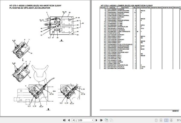 Tadano Crane HT 370 1 40200 Lower Isuzu KK NKR71E3N 5JXHY Parts Catalog 2