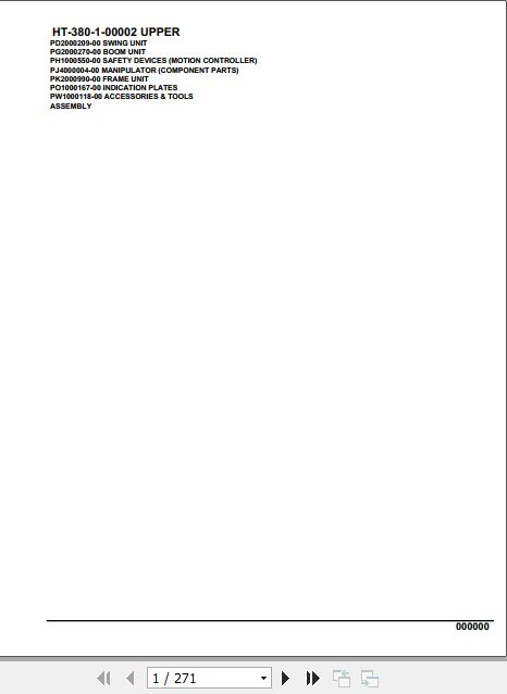 Tadano Crane HT 380 1 00002 Upper Parts Catalog 1